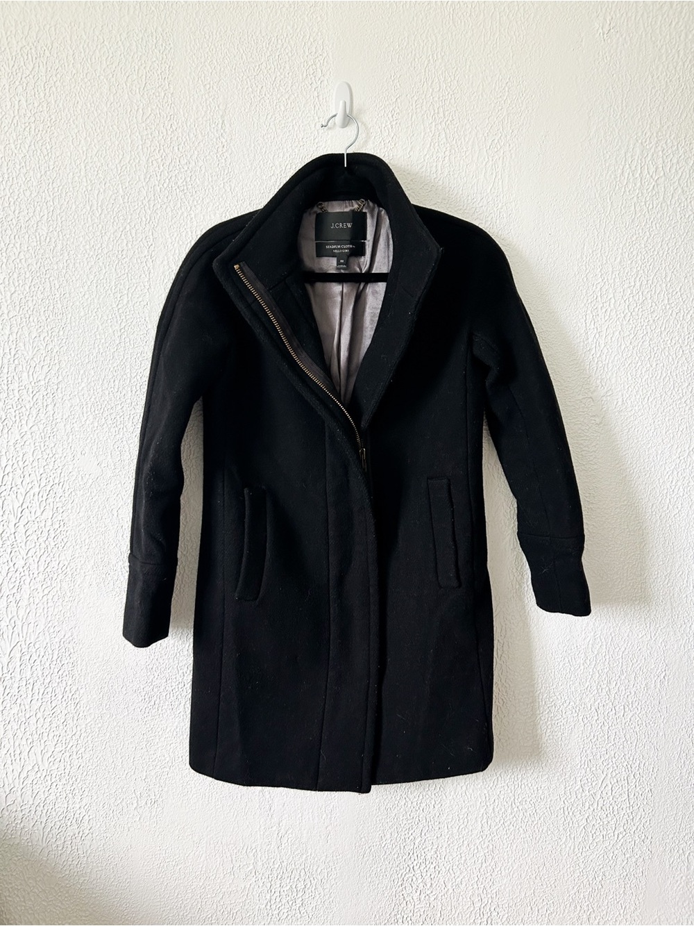 J. Crew Black Wool Pea Coat with Zip Front